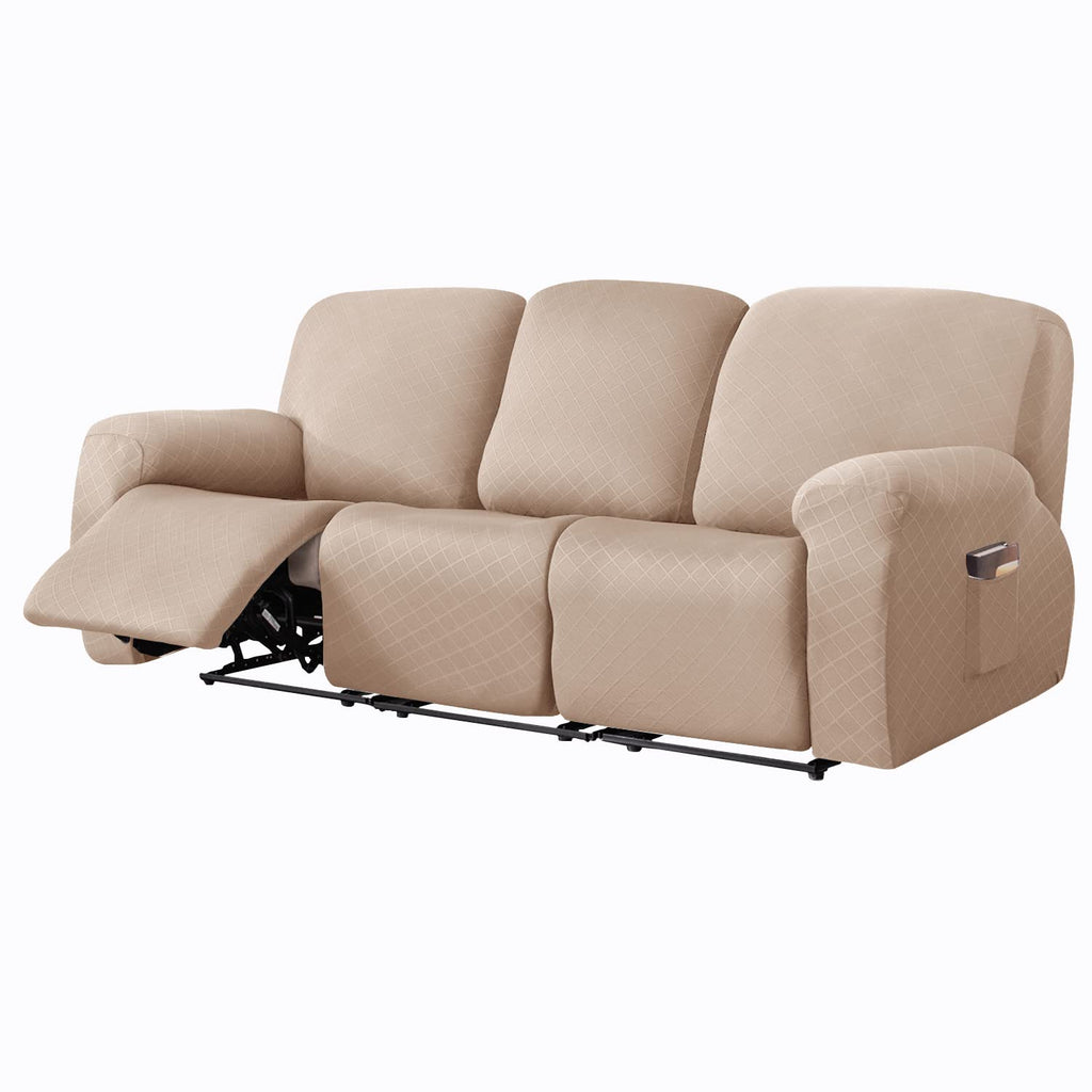 vctops Diamond Recliner Loveseat Slipcover 6-Pieces Stretch Dual Recliner Sofa Covers for 2 Seat Dual Reclining Loveseat Couch Soft Solid Furniture Protector (Dark Coffee,2 Seat)