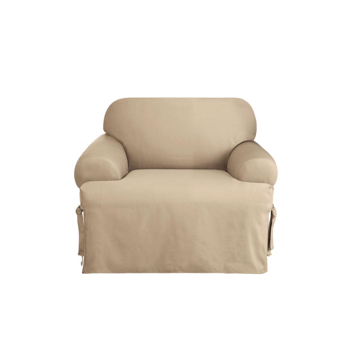 SureFit Cotton Duck Loveseat Box Cushion One Piece Slipcover, Furniture Cover, Relaxed Woven Fit, 100% Cotton, Machine Washable, Gray