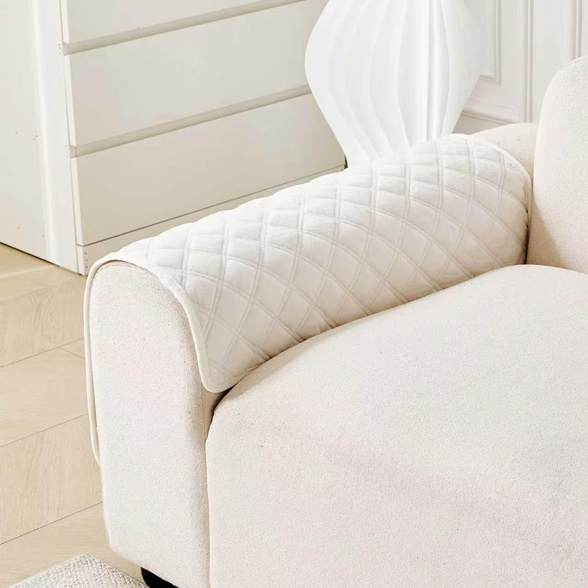 Deep Dream Armrest Covers, Sectional Couch Covers, Sofa Cover, Backrest Covers, Anti-Slip Armchair Slipcovers for Dogs Cats Pet Loveseat Recliner Leather L Shaped(White, 28"x 28")