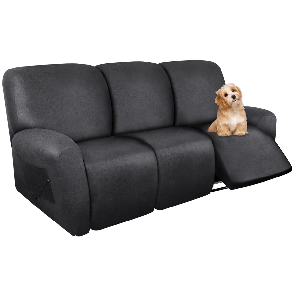 molasofa Leather Like Additional Recliner Console Cover for Reclining Loveseat Covers Stretch Jacquard Middle Consolefor Recliner Couch(Dark Brown)
