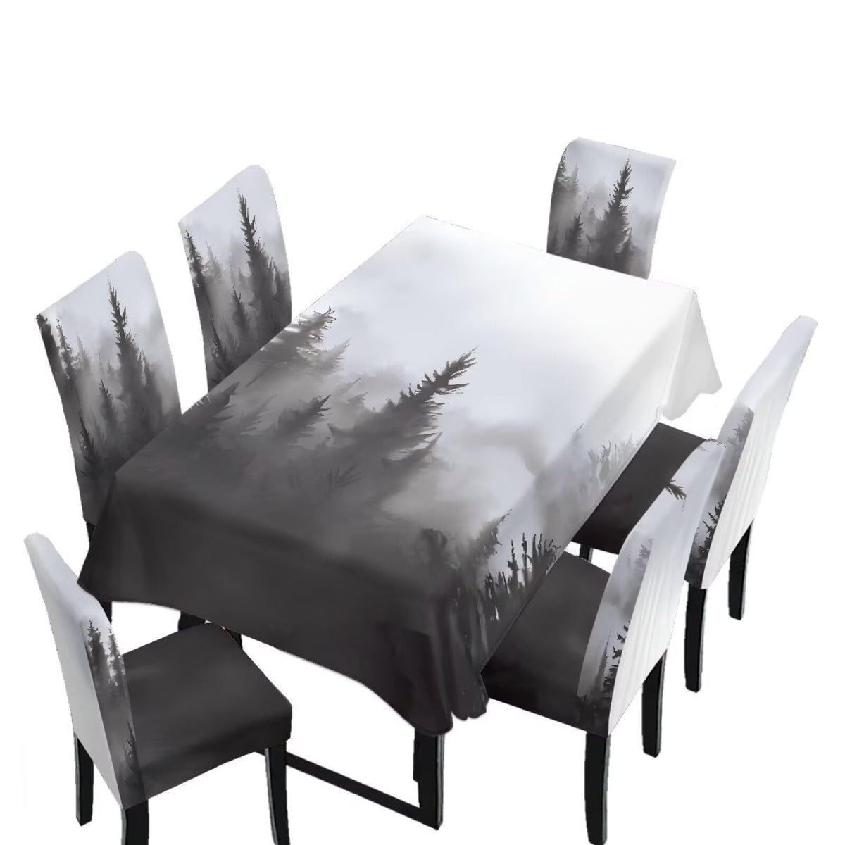 Palm Leaves Rectangular Table Cloth & Dining Chair Covers Set of 5, Stain Resistant Wipeable Chair Protectors for Farmhouse Rustic Home Kitchen Party Decor