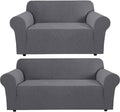 H.VERSAILTEX Stretch Loveseat Cover Bundles Sofa Slipcover, Furniture Protector, Plaid Pattern, Removable and Washable, Gray