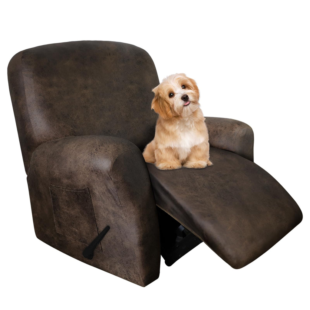 molasofa Leather Like Additional Recliner Console Cover for Reclining Loveseat Covers Stretch Jacquard Middle Consolefor Recliner Couch(Dark Brown)