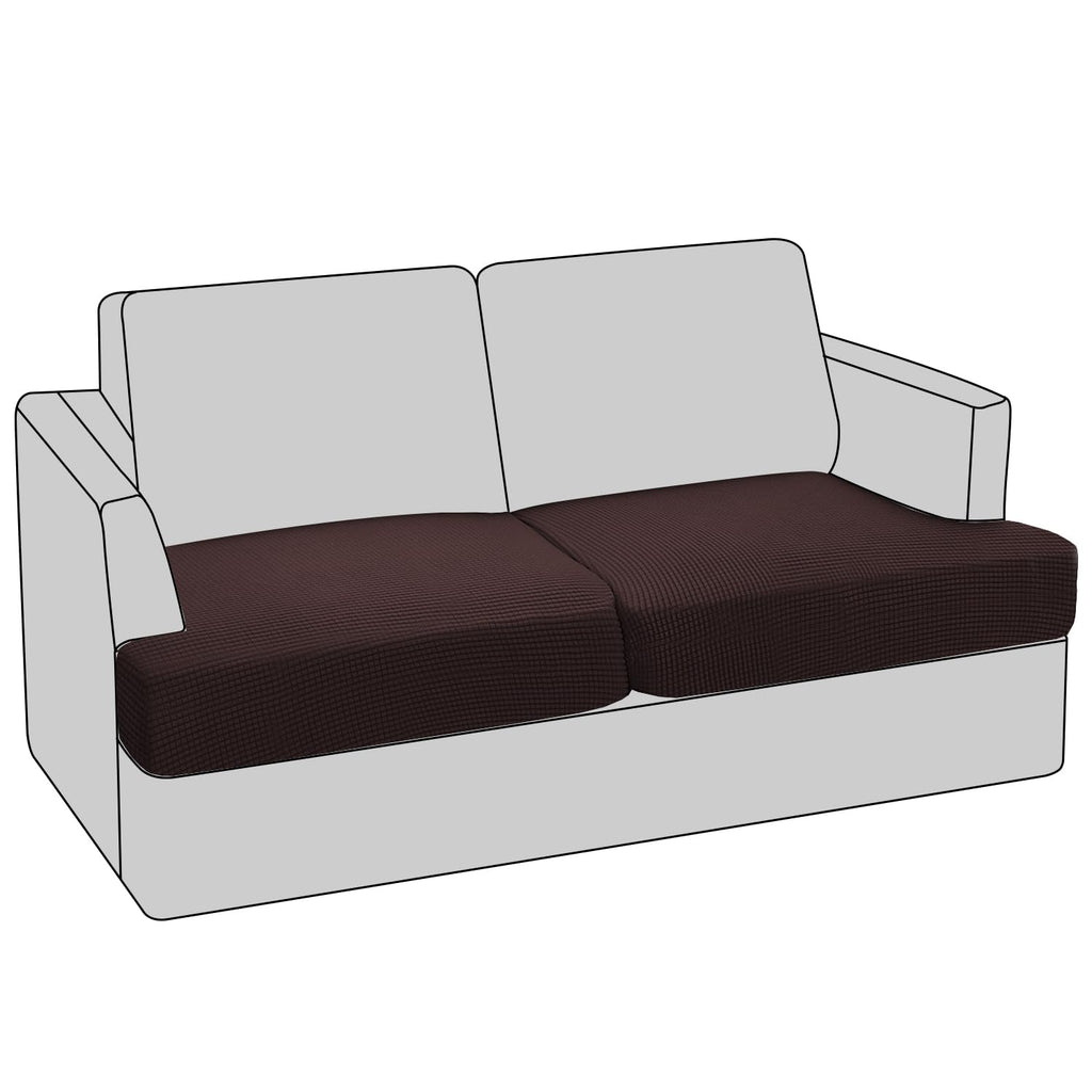 PrinceDeco T Cushion Loveseat Slipcover - 3 Pieces Sofa Cover for 2 Cushion Couch with 2 Individual T Shape Seat Covers Width Up to 76 Inch - Stretch, Machine Washable, Porcelain