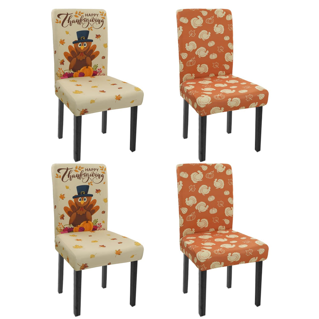 Halloween Chair Covers Set of 4 Pumpkin Ghost Spider Parsons Slipcovers