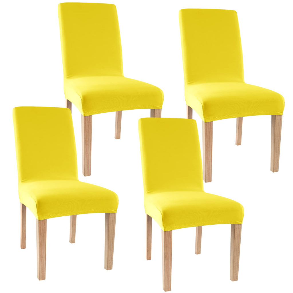 Obstal Black Stretch Spandex Dining Room Chair Covers ?Set of 4 Universal Removable Washable Chair Seat Slipcovers Protector for Kitchen, Ceremony, Wedding, Banquet, Hotel and Party