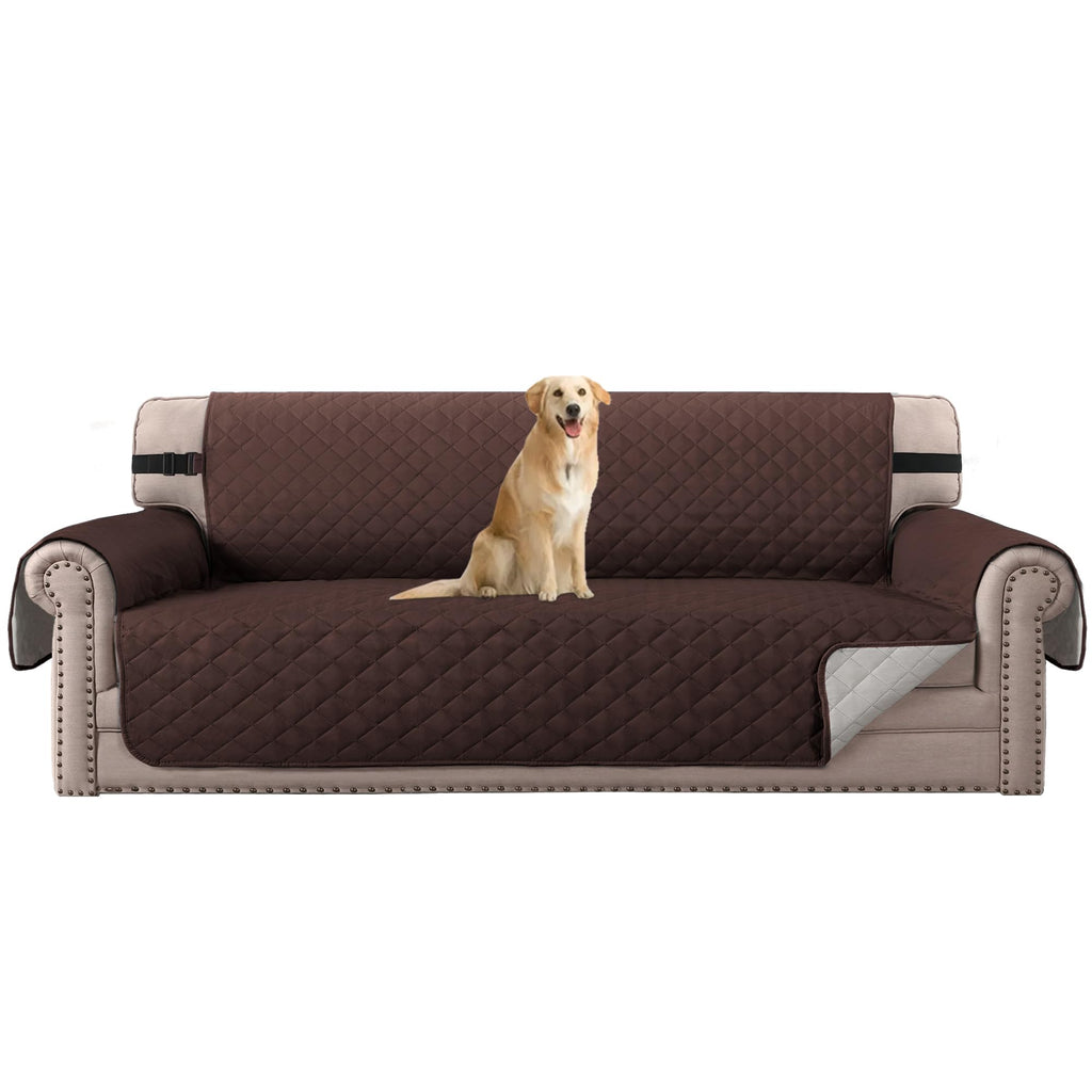 H.VERSAILTEX Reversible Couch Cover for 2 Cushion Couch Water Resistant Loveseat Washable Furniture Cover with Non-Slip Elastic Strap for Dogs, Pets, Kids(Oversized Loveseat, Charcoal Grey)