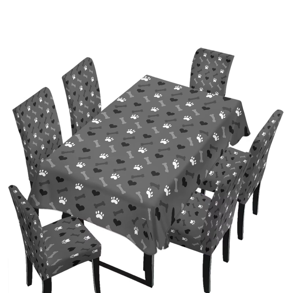 Fall Pumpkin Rectangular Table Cloth & Dining Chair Covers Set of 7, Stain Resistant Wipeable Chair Protectors for Farmhouse Rustic Home Kitchen Party Decor