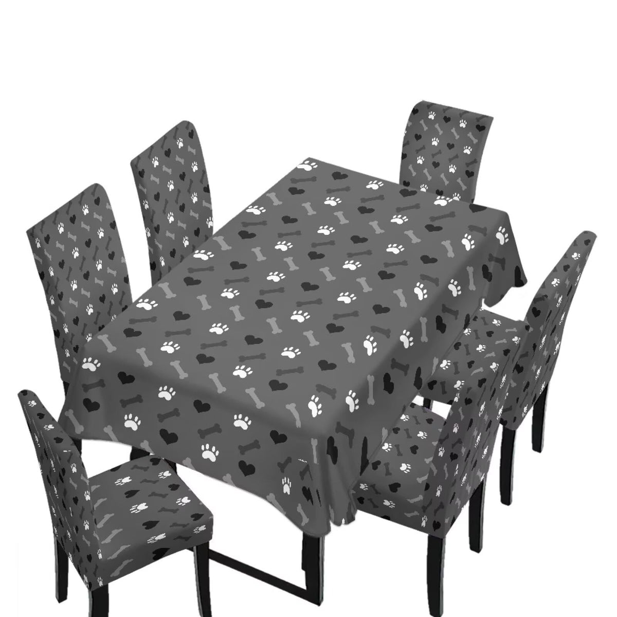 Fall Pumpkin Rectangular Table Cloth & Dining Chair Covers Set of 7, Stain Resistant Wipeable Chair Protectors for Farmhouse Rustic Home Kitchen Party Decor