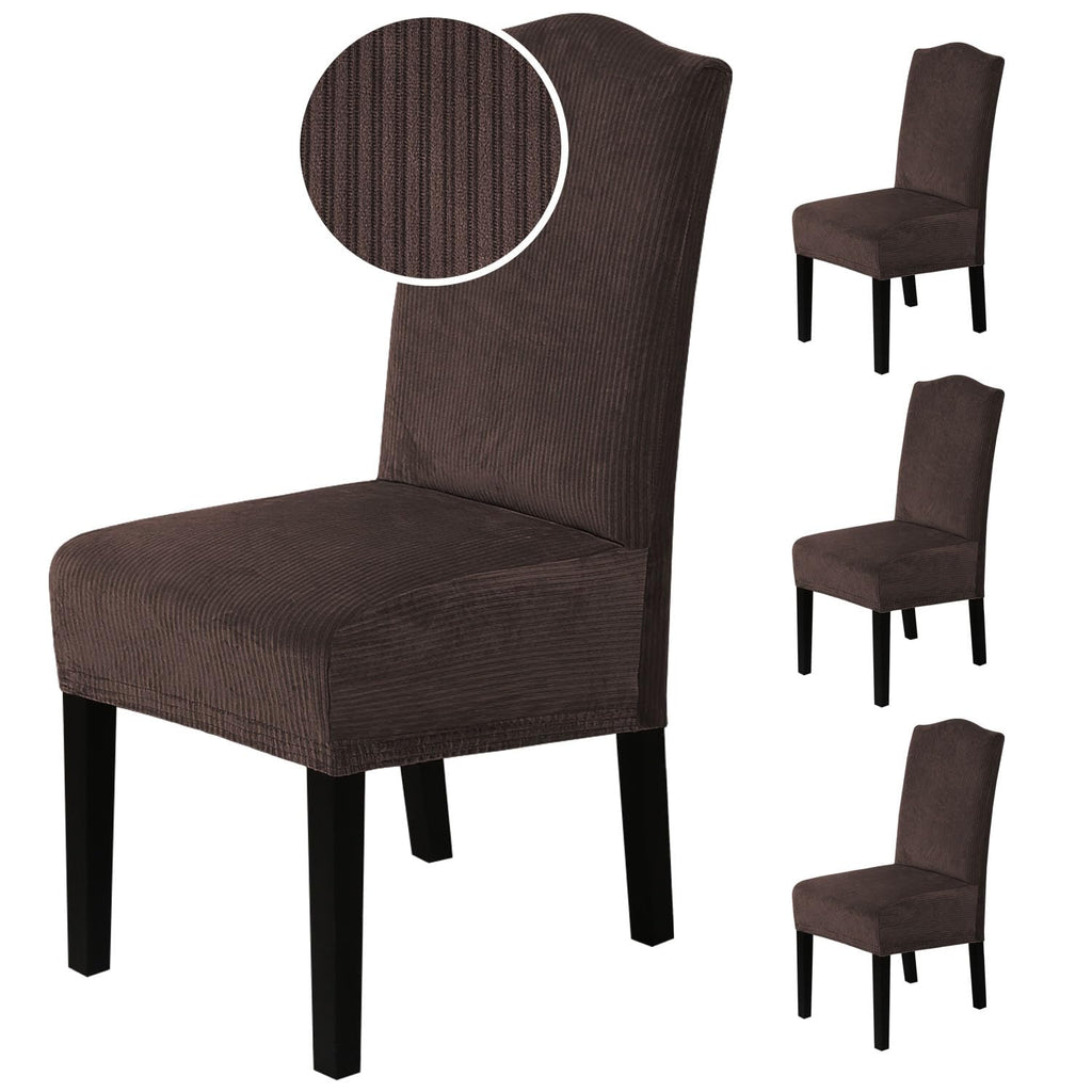 H.VERSAILTEX Dining Chair Covers Velvet Stretch Chair Covers for Dining Room Set of 6 Parson Chair Slipcovers Chair Protectors Covers, Soft Thick Solid Velvet Fabric Washable, Ivory