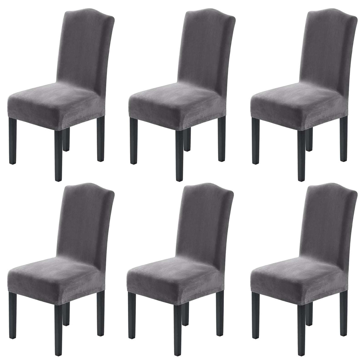 H.VERSAILTEX Dining Chair Covers Velvet Stretch Chair Covers for Dining Room Set of 6 Parson Chair Slipcovers Chair Protectors Covers, Soft Thick Solid Velvet Fabric Washable, Ivory