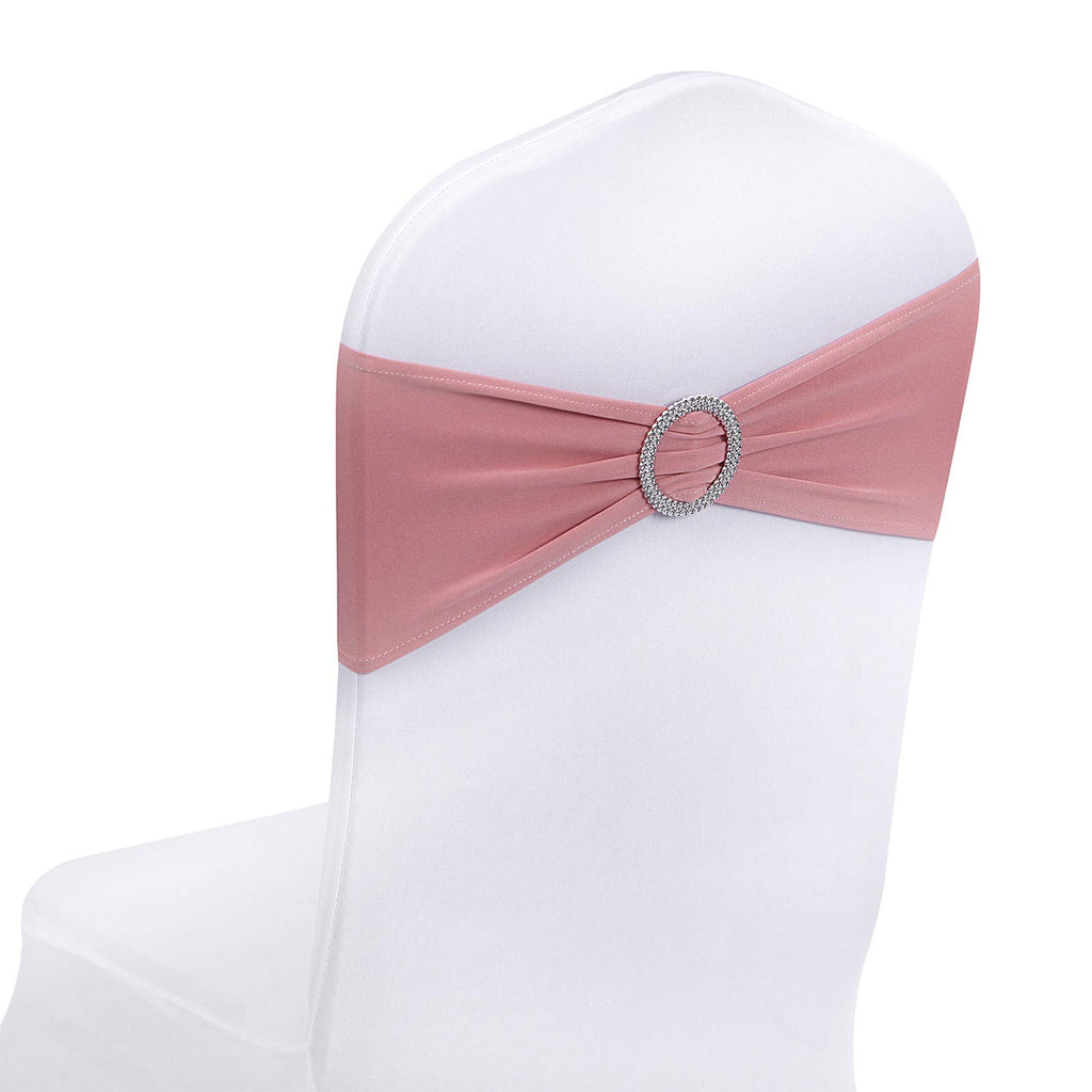 Peomeise 50pcs Fuchsia Spandex Chair Sashes with Buckle Slider for Wedding, Party Decoration