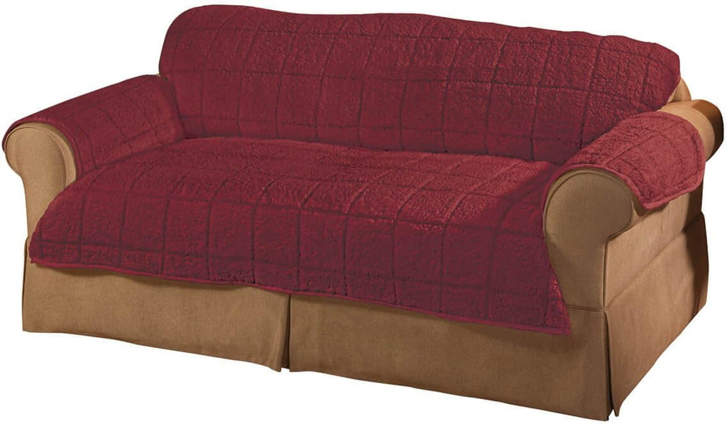OakRidge Bradley Sherpa Loveseat Protector - Slipcover Burgandy