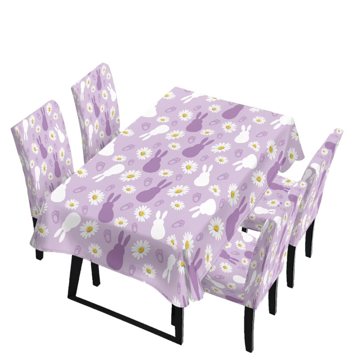 Table Cloth Rectangle Table Set of 7 Include Dining Chair Covers and Tablecloths for Dining Room Kitchen Banquet, Anti-Scratch Chair Seat Cover, Fluid Marble Print Green Gold Brown
