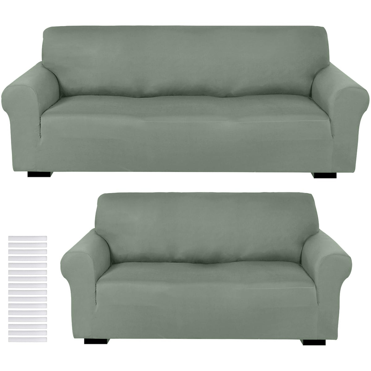 Peryiter 2 Pcs Couch and Loveseat Sofa Covers,Navy Blue,Milk Silk