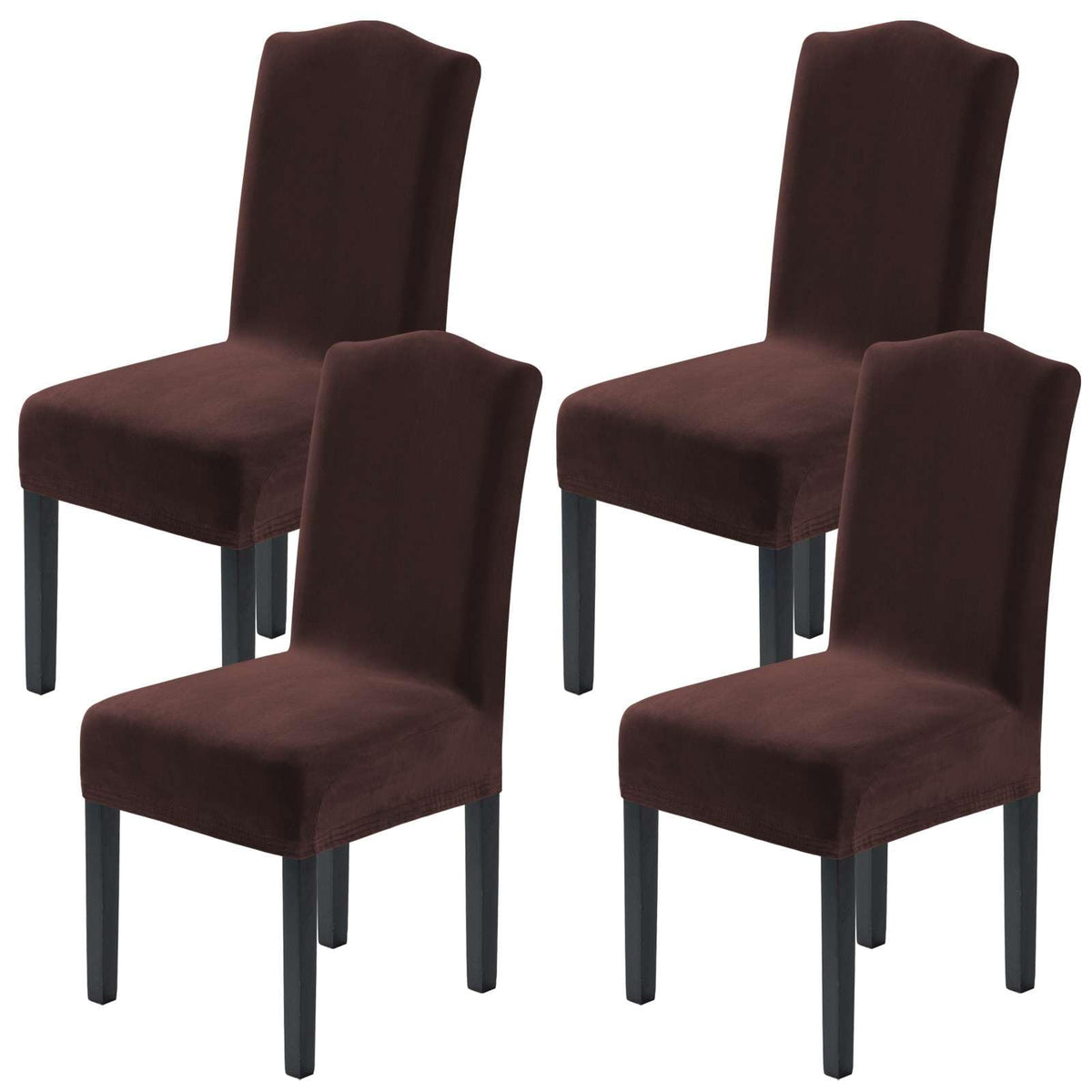H.VERSAILTEX Dining Chair Covers Velvet Stretch Chair Covers for Dining Room Set of 6 Parson Chair Slipcovers Chair Protectors Covers, Soft Thick Solid Velvet Fabric Washable, Ivory