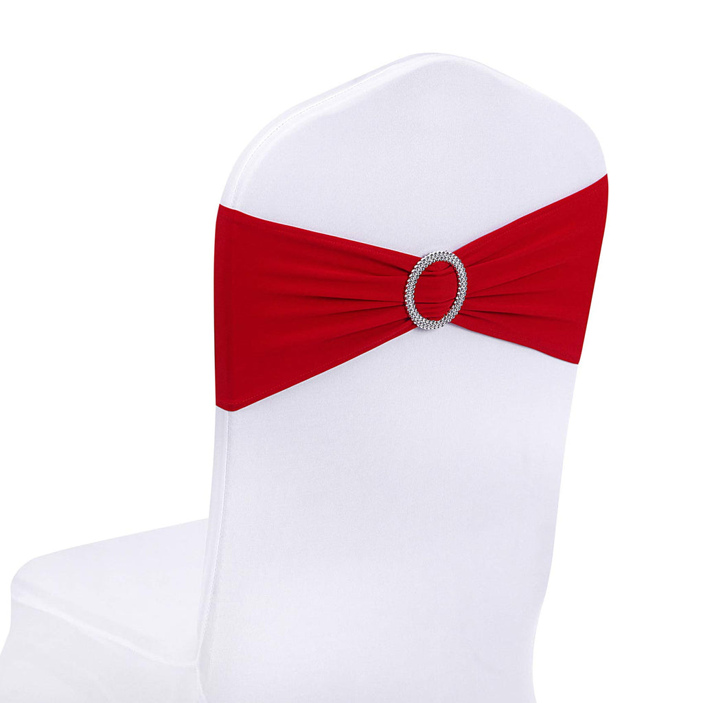 Peomeise 50pcs Fuchsia Spandex Chair Sashes with Buckle Slider for Wedding, Party Decoration
