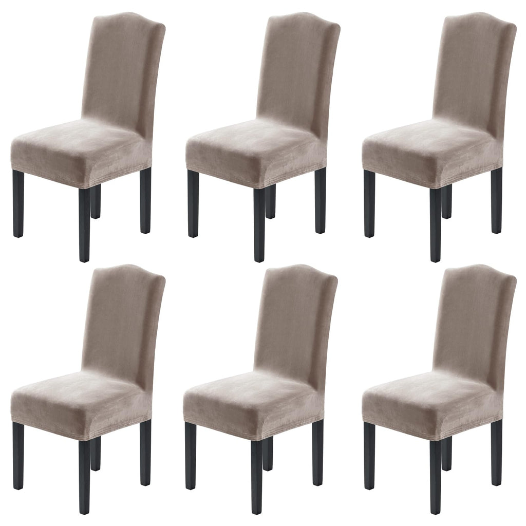 H.VERSAILTEX Dining Chair Covers Velvet Stretch Chair Covers for Dining Room Set of 6 Parson Chair Slipcovers Chair Protectors Covers, Soft Thick Solid Velvet Fabric Washable, Ivory