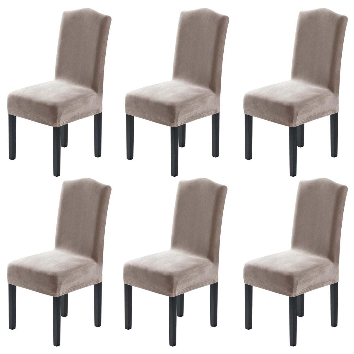 H.VERSAILTEX Dining Chair Covers Velvet Stretch Chair Covers for Dining Room Set of 6 Parson Chair Slipcovers Chair Protectors Covers, Soft Thick Solid Velvet Fabric Washable, Ivory