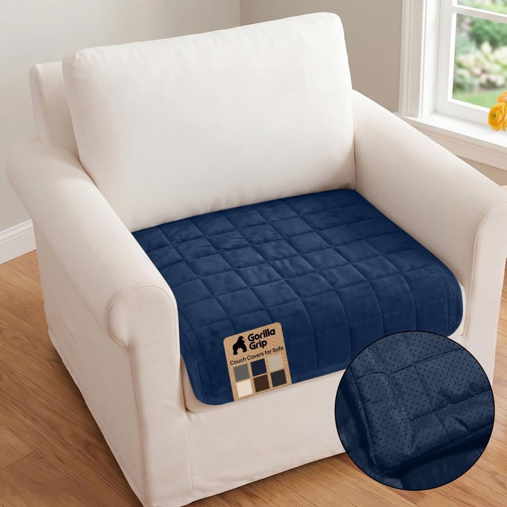 GORILLA GRIP Slip and Leak Resistant Plush Loveseat Cover, Brown