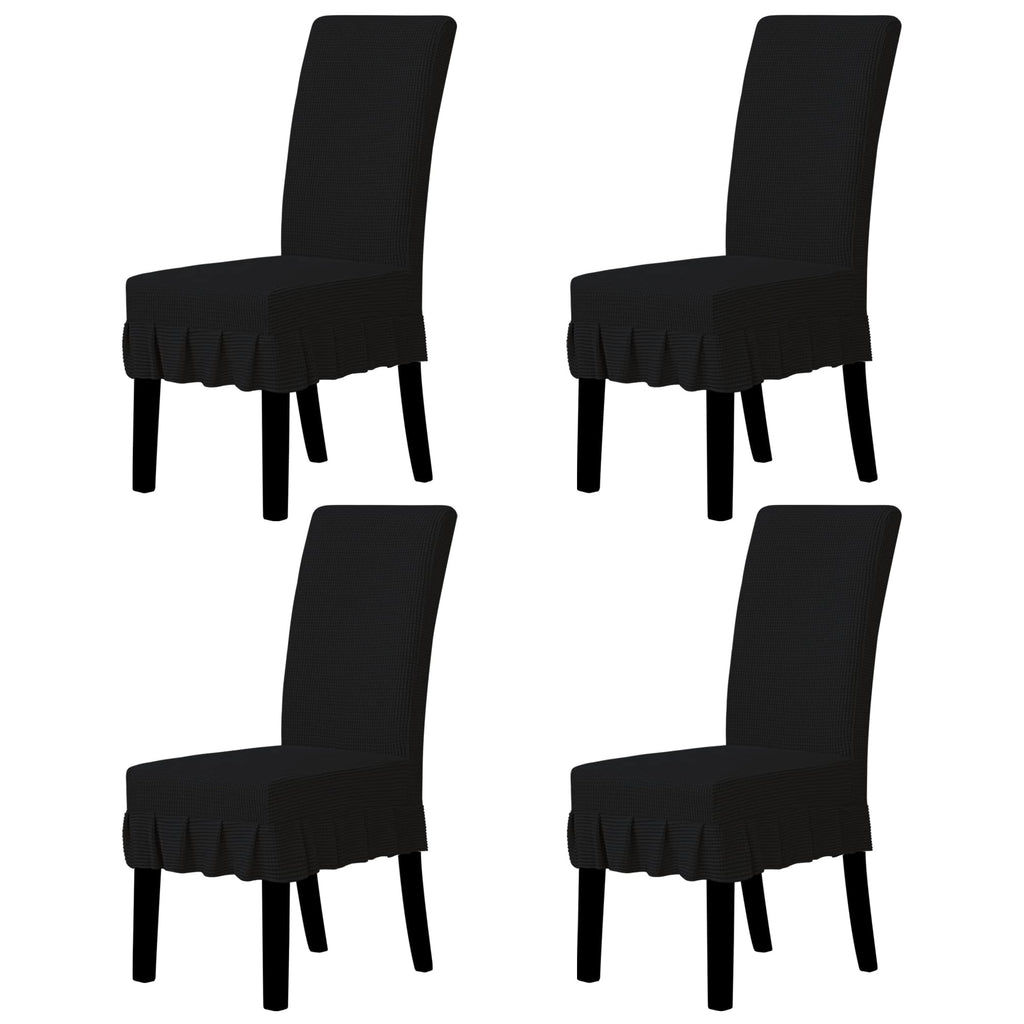 Easy-Going 2 PCS Stretch Dining Room Chair Covers with Skirt, Light Gray