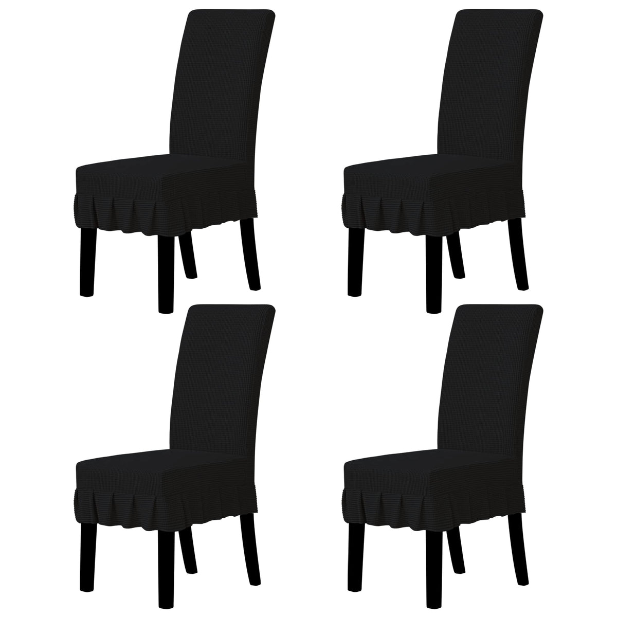 Easy-Going 2 PCS Stretch Dining Room Chair Covers with Skirt, Light Gray