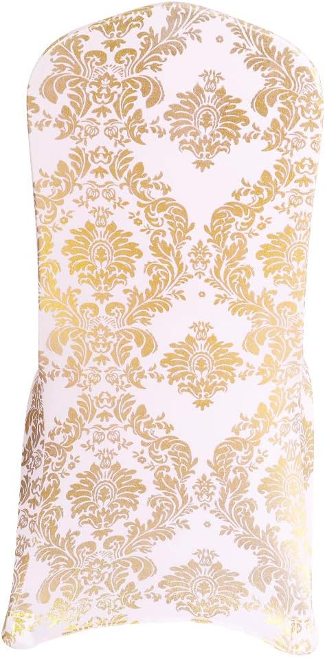 Gold Chair Covers Foil Floral Print, Stretch Fit, 1 Pack