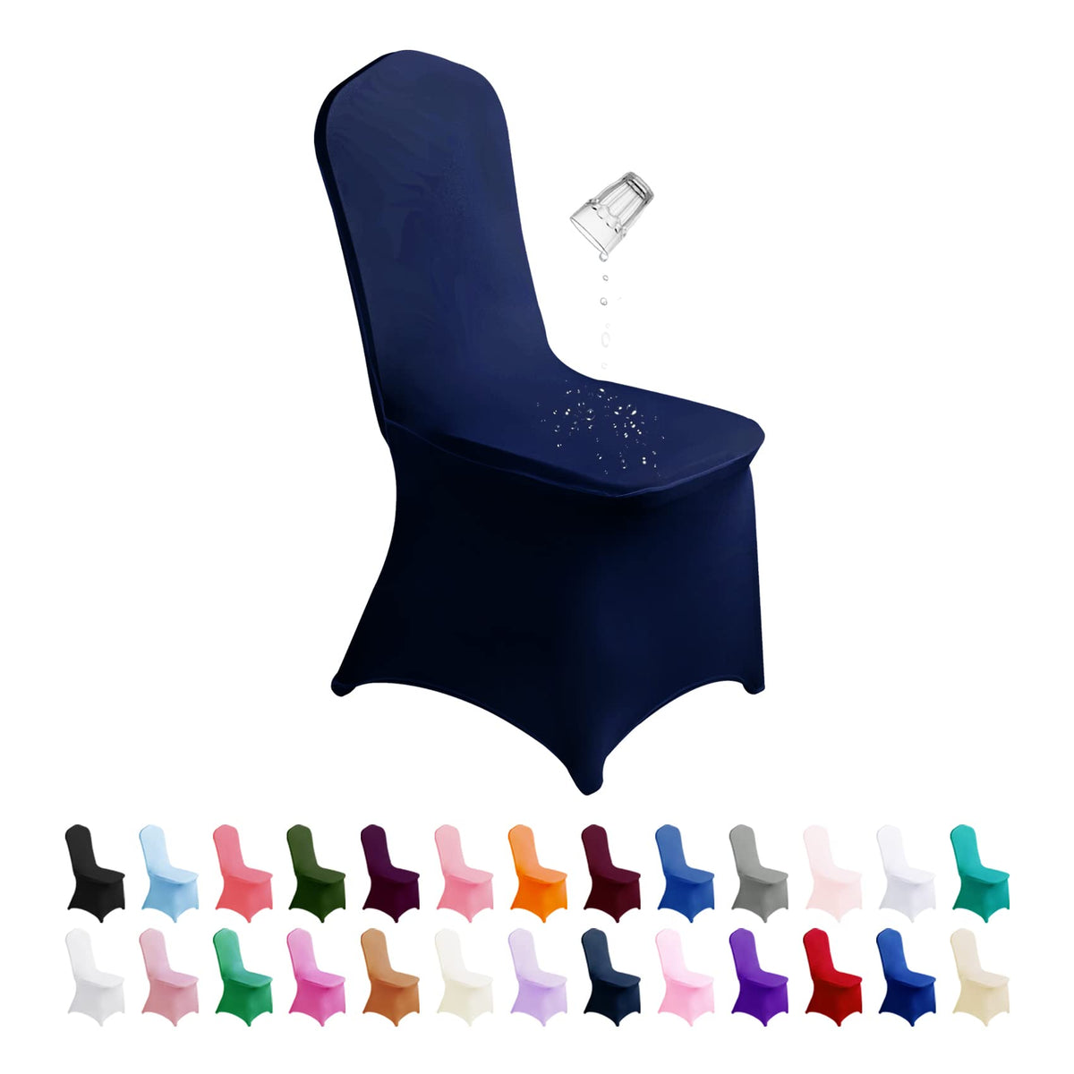 SuperO Waterproof Spandex Chair Cover 25PCS, Stretch Dining Chair Covers, Polyester Outdoor Chair Covers, Protector Stretch Chair Cover for Party Universal, Banquet, Wedding Event, Hotel(White)