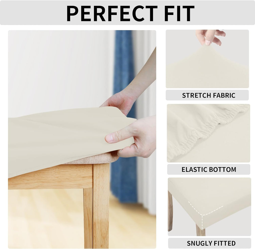 Easy-Going Waterproof Seat Covers for Dining Chairs Set of 4, Ivory