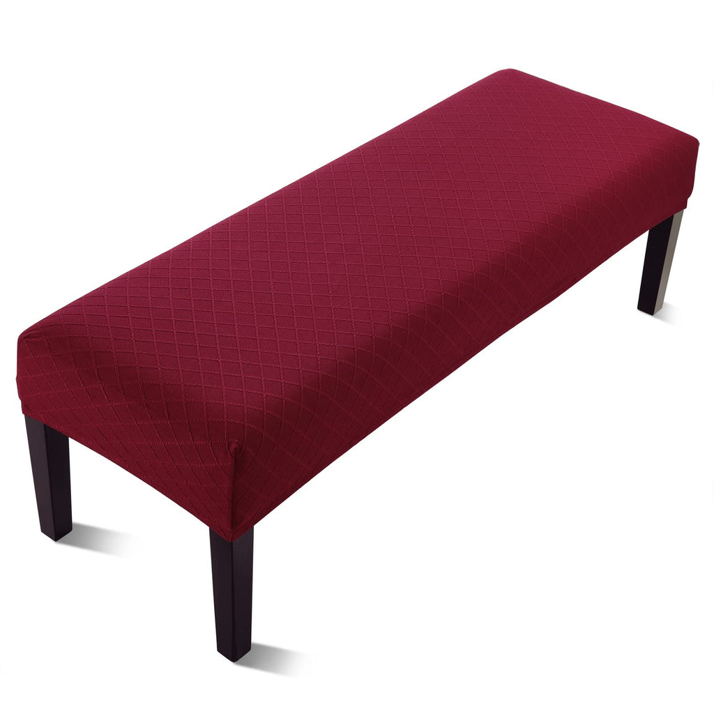 Fuloon Stretch Jacquard Dining Bench Cover - Anti-Dust Removable Bench Slipcover Washable Seat Cushion Protector for Bedroom, Kitchen, Hotel, Banquet (Beige)