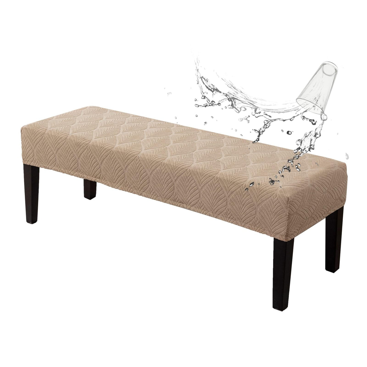 Genina Waterproof Dining Room Bench Covers,Stretch Bench Cover,Beige