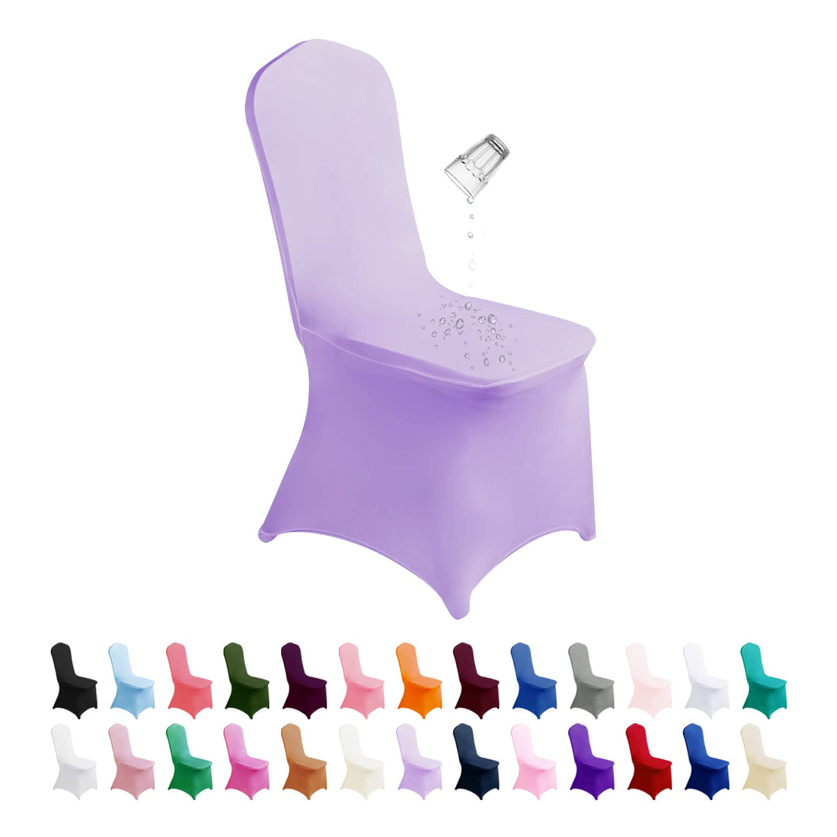 SuperO Waterproof Spandex Chair Cover 25PCS, Stretch Dining Chair Covers, Polyester Outdoor Chair Covers, Protector Stretch Chair Cover for Party Universal, Banquet, Wedding Event, Hotel(White)