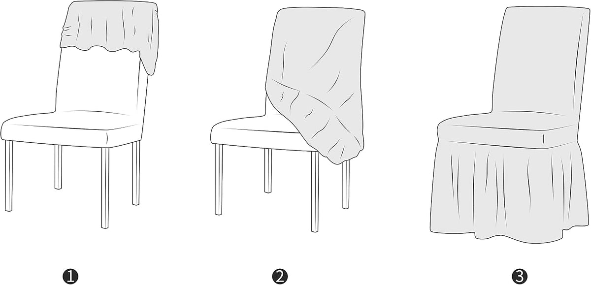 Dorm Chair Cover, Dining Chair Slipcover Stretch Washable with Skirt White