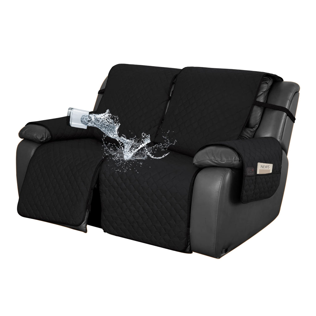 Easy-Going Waterproof Recliner Loveseat Sofa Cover with Pocket, 1-Piece Reversible Couch Cover for 2 Seat Recliner, Protector with Elastic Straps for Pets(Recliner Loveseat, Gray/Light Gray)