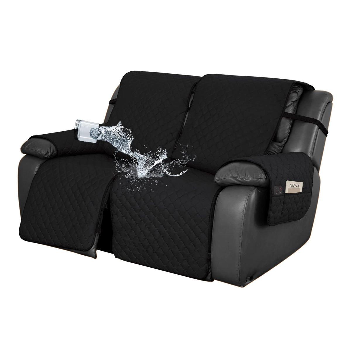 Easy-Going Waterproof Recliner Loveseat Sofa Cover with Pocket, 1-Piece Reversible Couch Cover for 2 Seat Recliner, Protector with Elastic Straps for Pets(Recliner Loveseat, Gray/Light Gray)