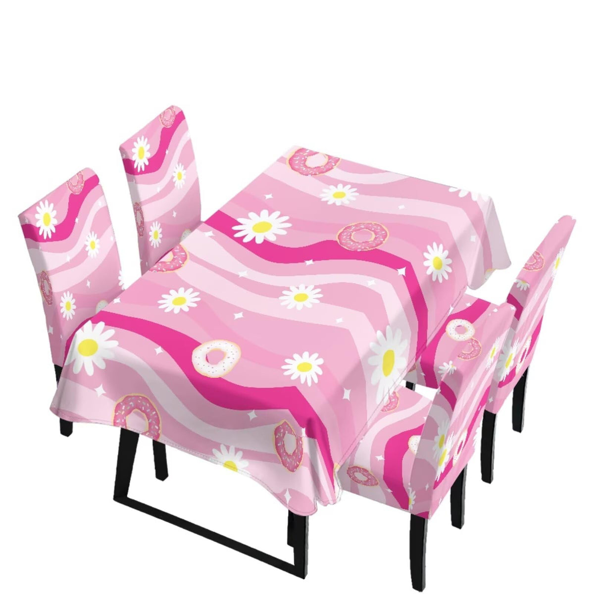 Dining Table Chair Covers 5 Pack, Removable Parsons Chair Slipcovers Dust Proof Tablecloths Scratch Resistant Seat Protector for Dining Room, Sunflower Honeycomb Bee Print Yellow