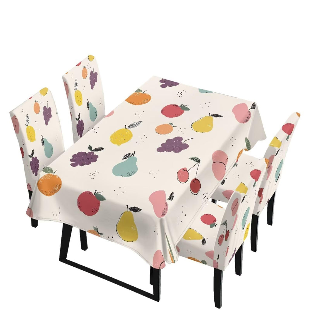 5 Pcs Table Cover Chair Covers Set Coloful Floral Dustproof Kitchen Seat Covers Set of 4 with Table Cover for Home Decor Soft Furniture Protector for Wedding Party Banquet
