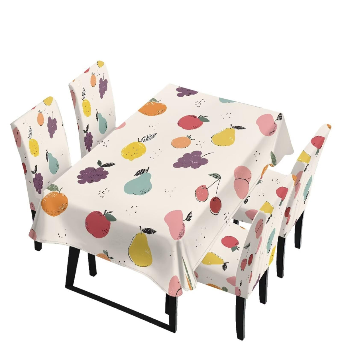5 Pcs Table Cover Chair Covers Set Coloful Floral Dustproof Kitchen Seat Covers Set of 4 with Table Cover for Home Decor Soft Furniture Protector for Wedding Party Banquet