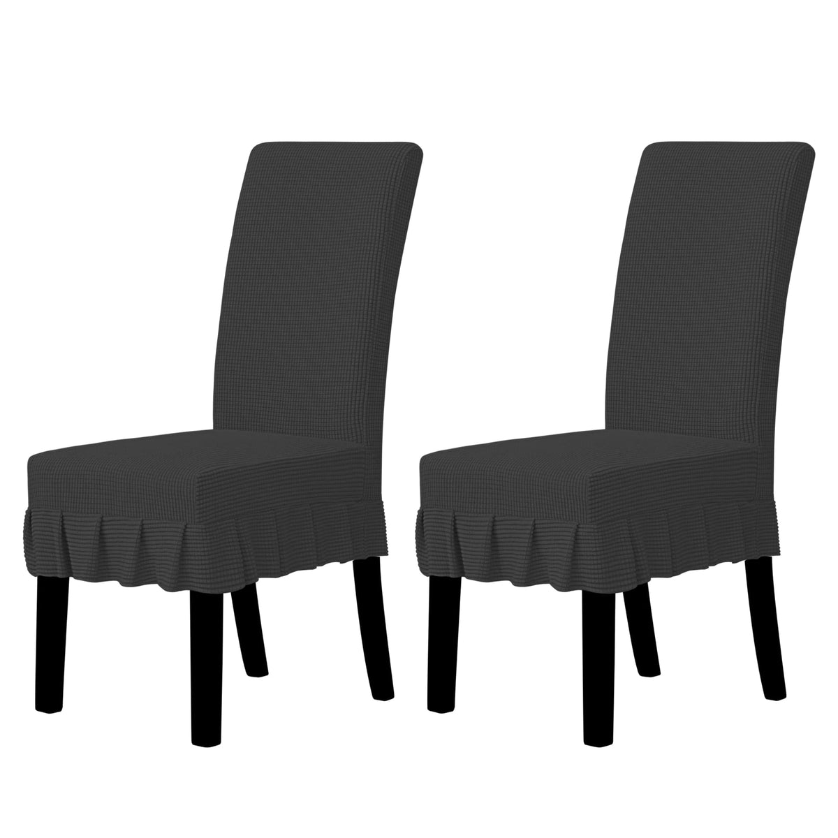 Easy-Going 2 PCS Stretch Dining Room Chair Covers with Skirt, Light Gray