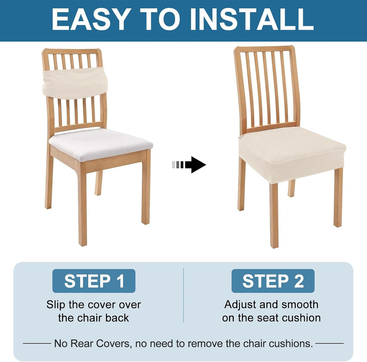 Smiry Waterproof Seat Covers for Dining Room Chairs, Set of 4