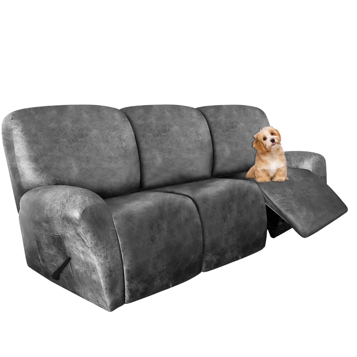 molasofa Leather Like Additional Recliner Console Cover for Reclining Loveseat Covers Stretch Jacquard Middle Consolefor Recliner Couch(Dark Brown)