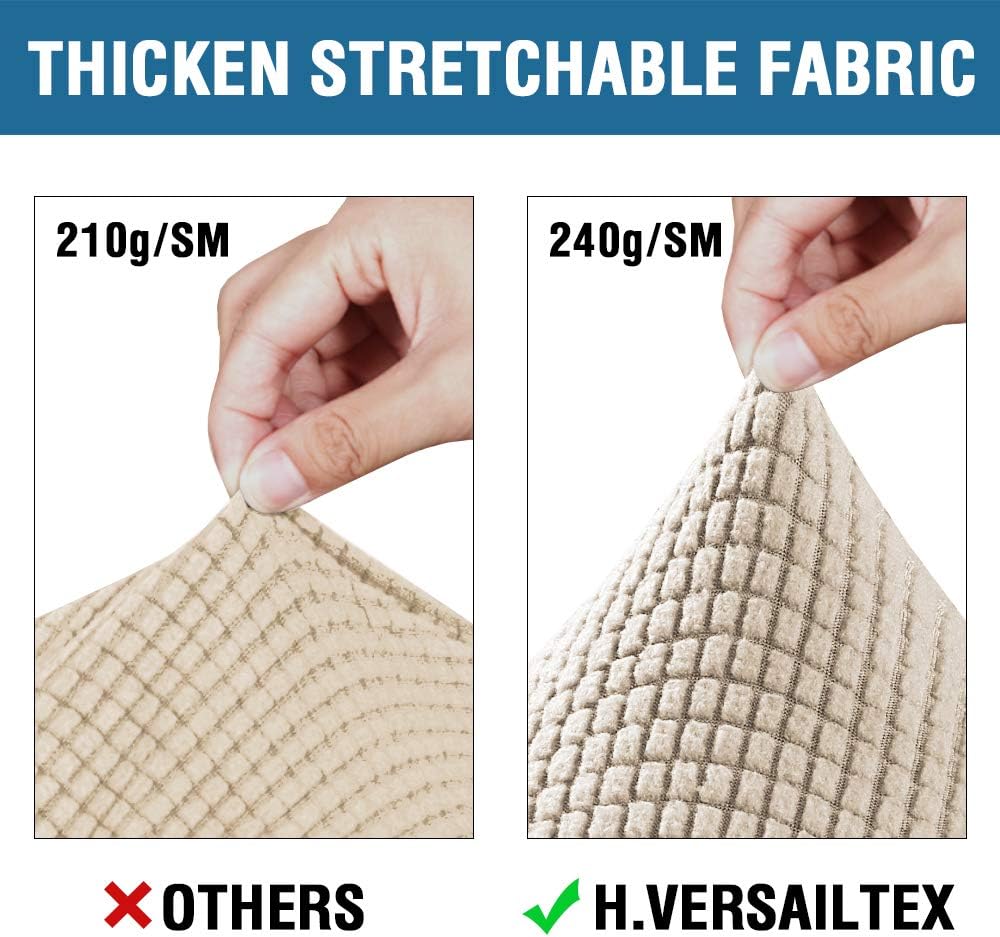 H.VERSAILTEX Stretch Sofa Covers for 3 Cushion Bundle 2 Cushion Loveseat Sofa Cover, Natrual