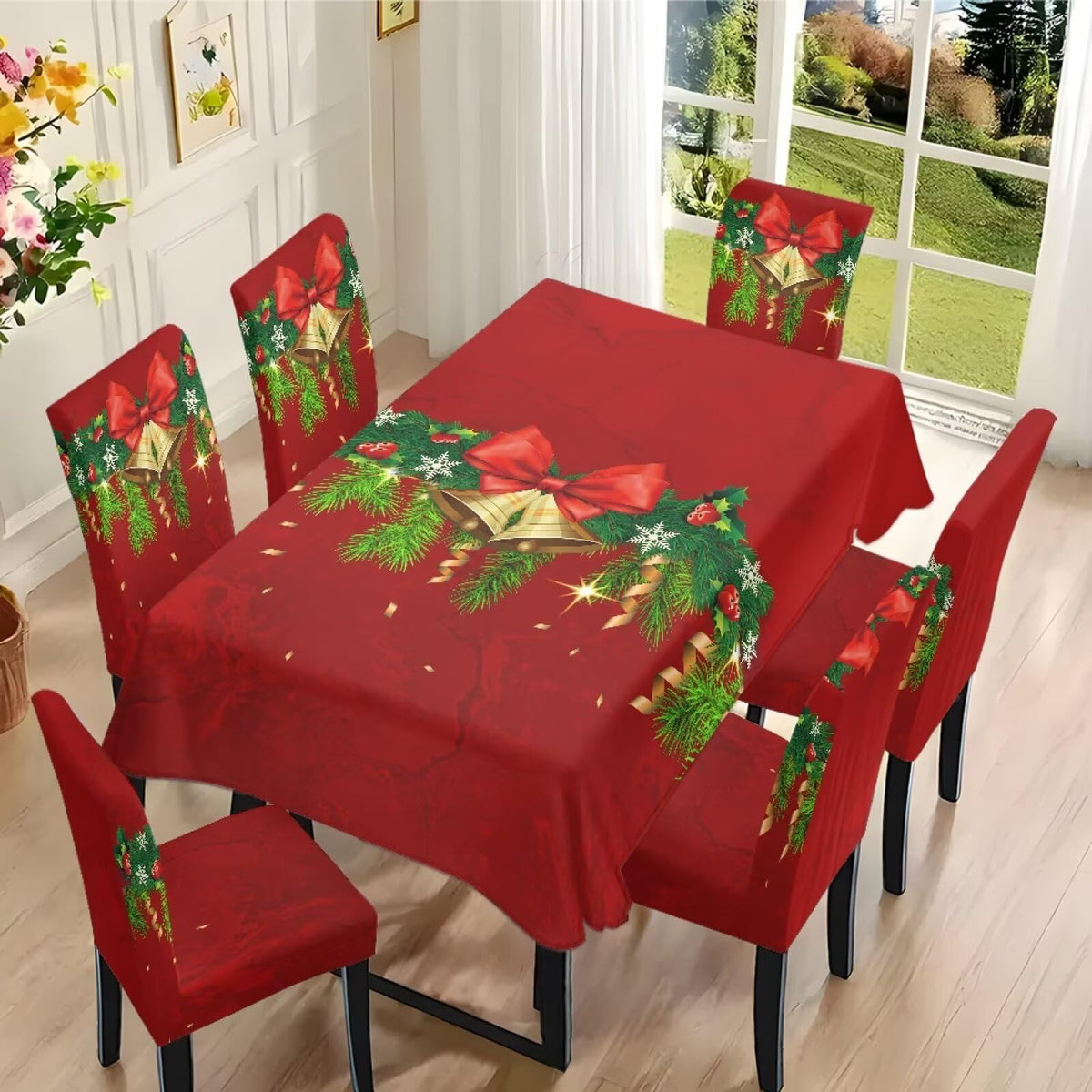ZDCUSTOM St Patricks Day Table Cloth and Chair Cover Set of 4 Green Tablecloths Rectangular Festive Chair Covers for Dining Chairs St. Patrick’s Day Decoration