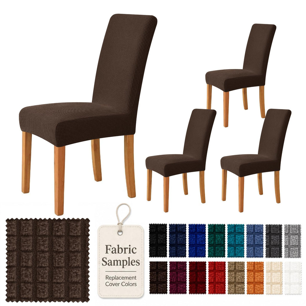 YEMYHOM 2 Packs Latest Checkered Dining Chair Slipcover Parsons Chair Furniture Protector Stretch Chair Covers for Dining Room, Restaurant, Kitchen, Party (Light Gray)