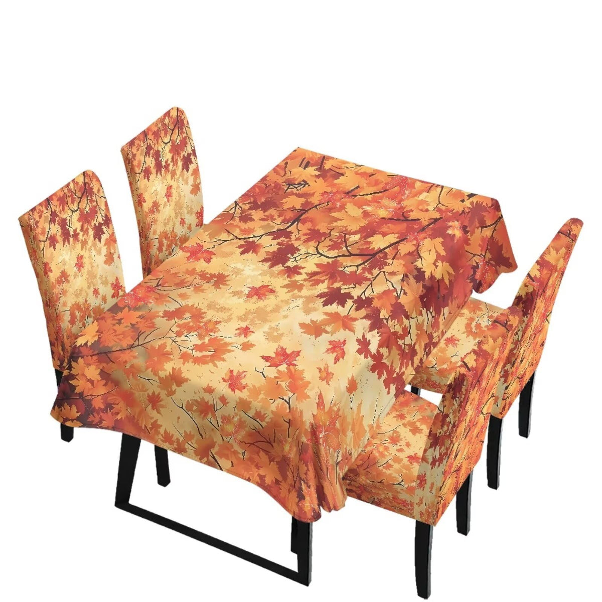 Palm Leaves Rectangular Table Cloth & Dining Chair Covers Set of 5, Stain Resistant Wipeable Chair Protectors for Farmhouse Rustic Home Kitchen Party Decor