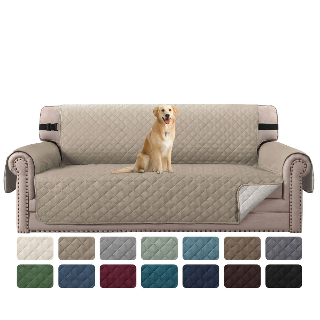 H.VERSAILTEX Reversible Couch Cover for 2 Cushion Couch Water Resistant Loveseat Washable Furniture Cover with Non-Slip Elastic Strap for Dogs, Pets, Kids(Oversized Loveseat, Charcoal Grey)