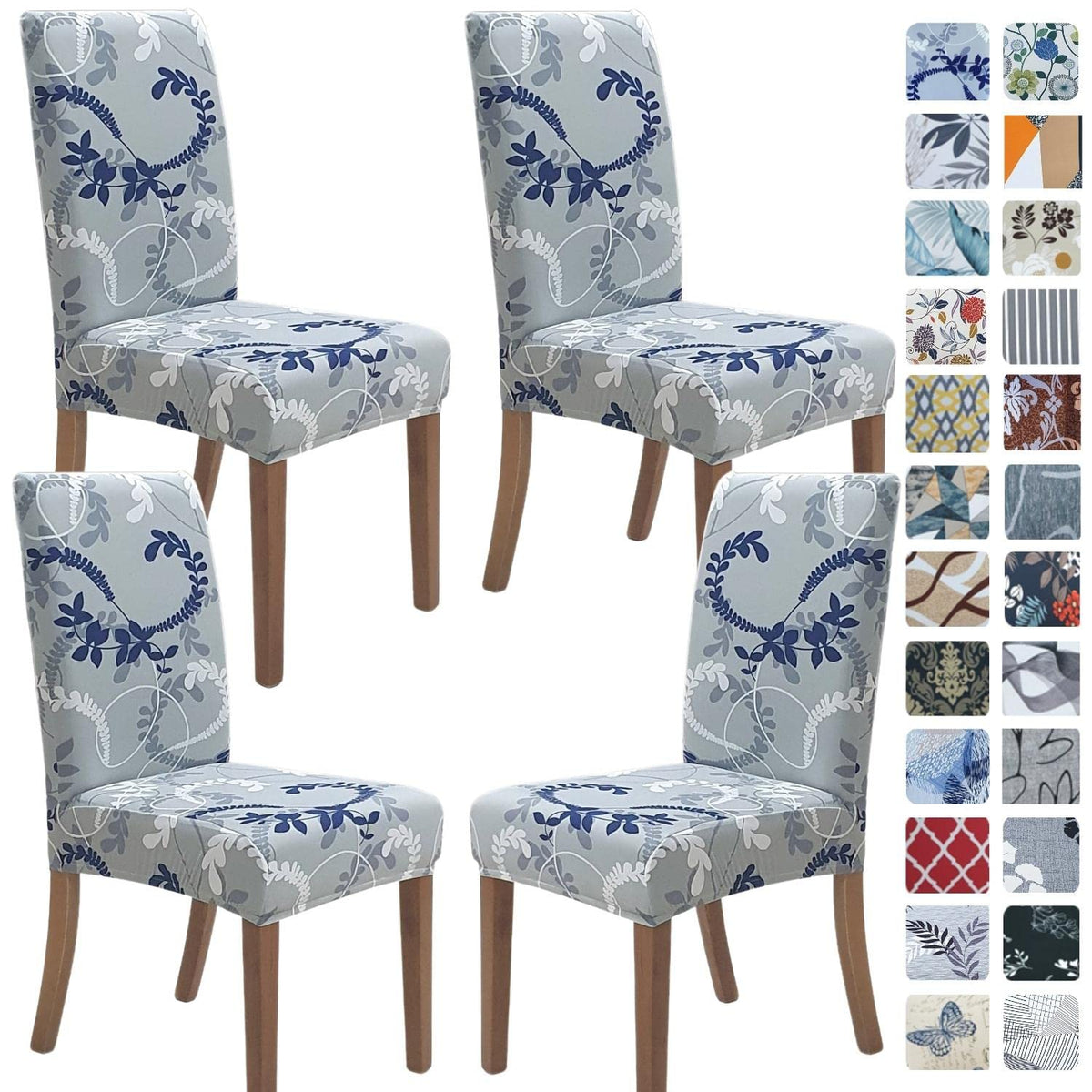 SPRINGRICO Chair Covers for Dining Room Set of 4, Stretch Dining Chair Cover, Washable Spandex Kitchen Parsons Chair Slipcovers, Removable Seat Protector for Home or Party (4 Pack, Lotus Gray)