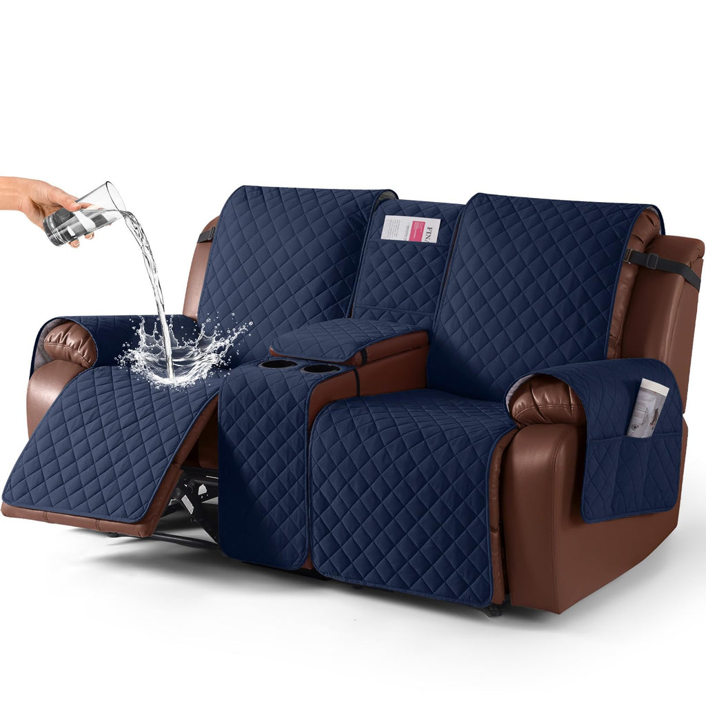 KinCam 100% Waterproof Loveseat Recliner Cover with Console, Khaki