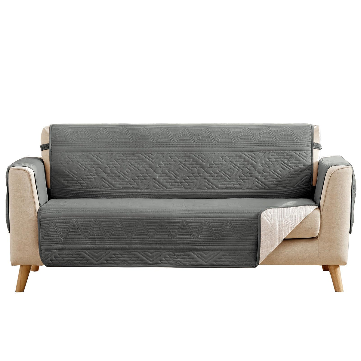 Boho Olive Green Loveseat Covers for 2 Cushion Couch, Water-Repellent Aztec Covers for Love Seat, Washable Quilted Couch Covers, Pet Friendly Loveseat Slipcovers (Loveseat 48", Olive Green)