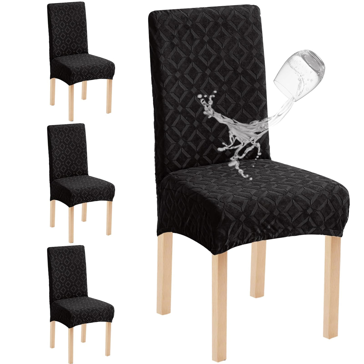 Genina Waterproof Dining Chair Covers Set of 4, Stretch Chair Slipcovers